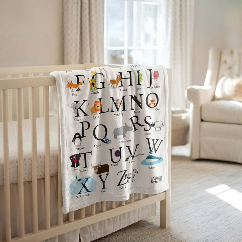Animal Alphabet Blanket | Educational Kids Bedroom Throw