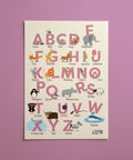 Pink Animal Alphabet Poster | Girls Nursery Wall Art | Educational Kids Print