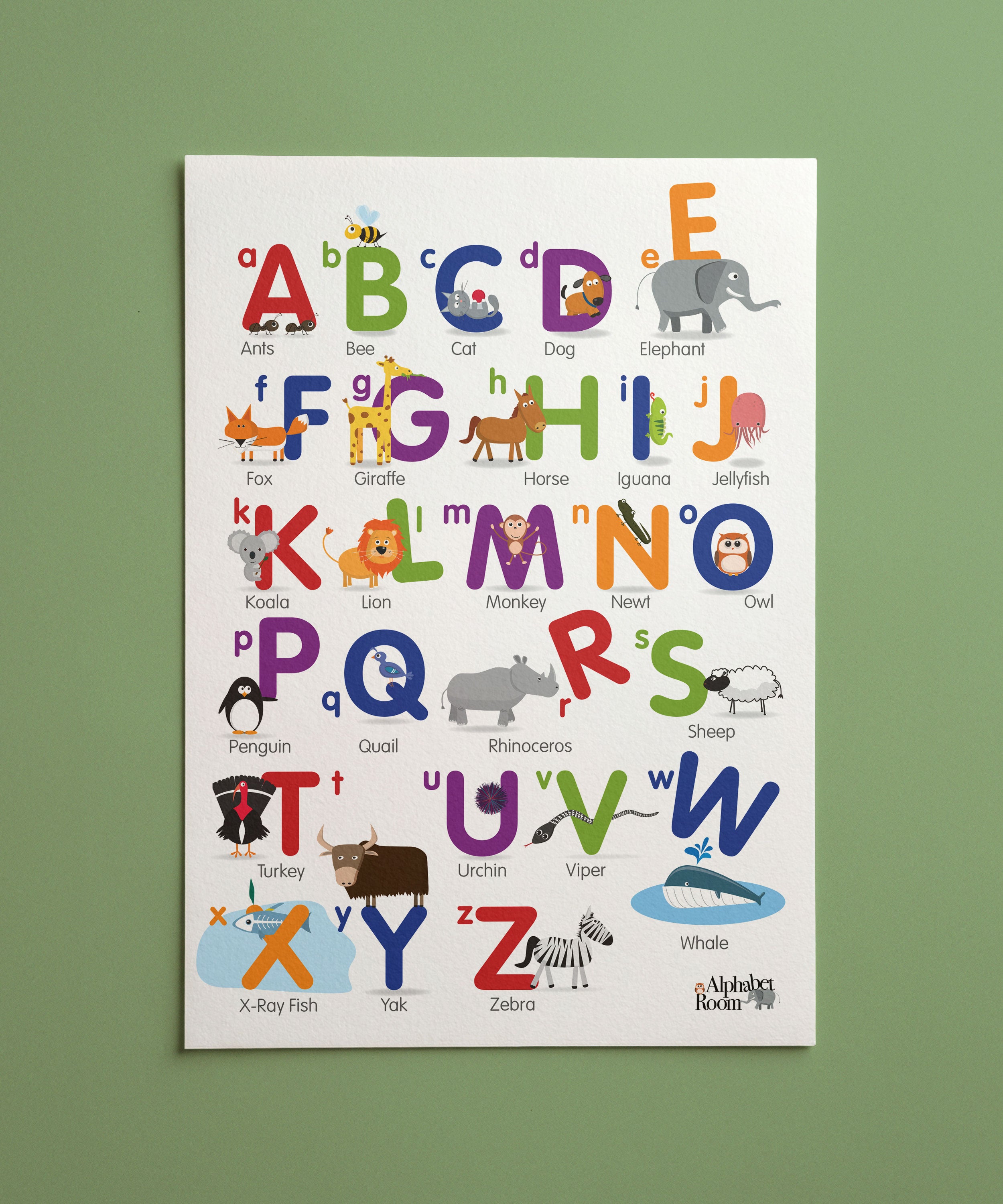 Alphabet Poster Upper & Lower Case | Learning Wall Art for Kids