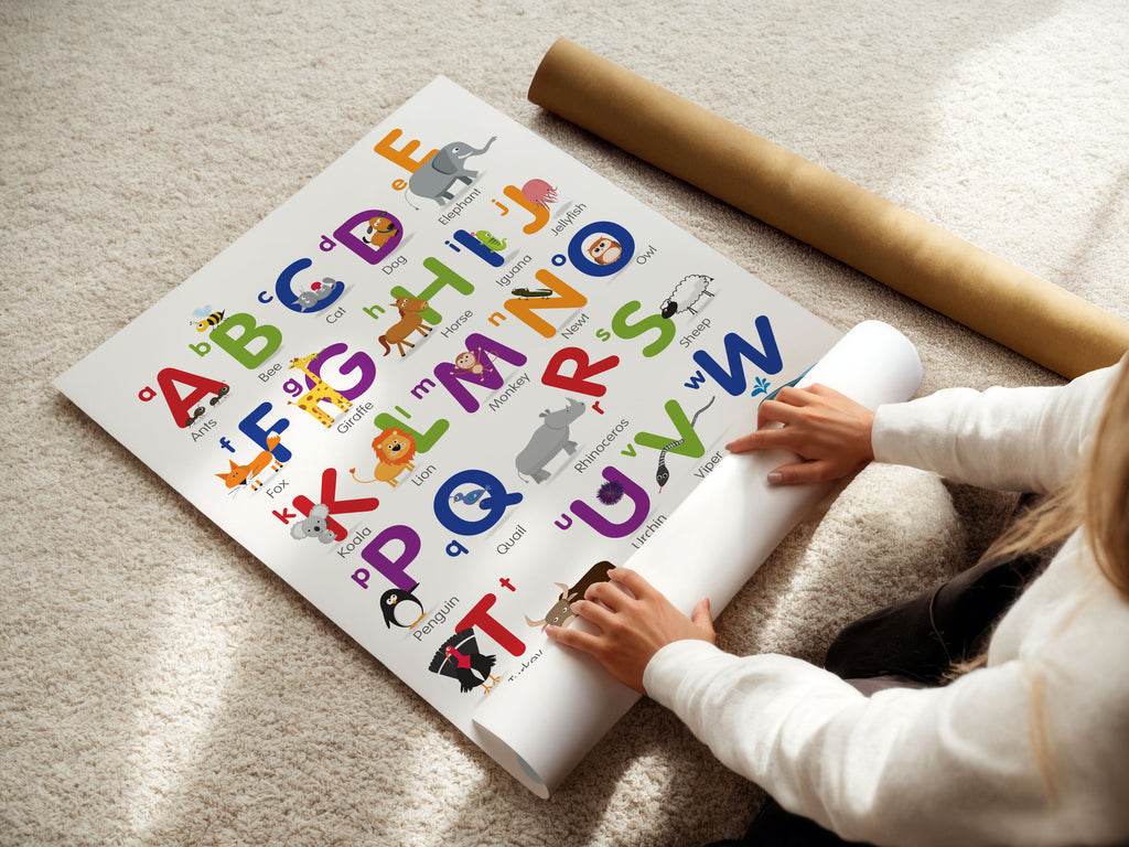 Alphabet Poster Upper & Lower Case | Learning Wall Art for Kids