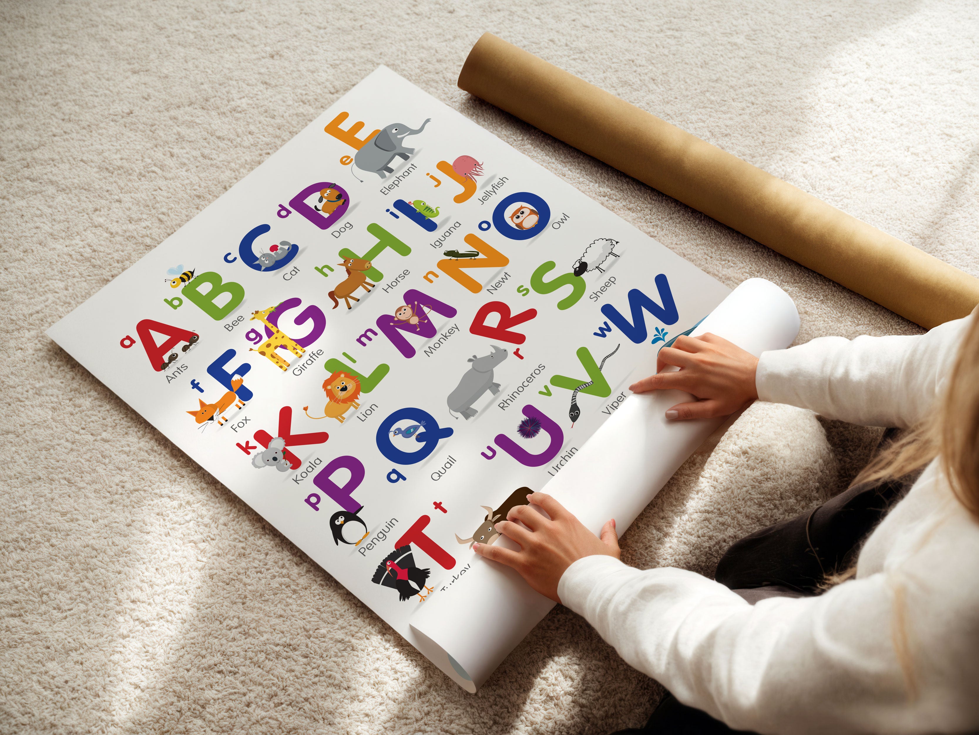 Alphabet Poster Upper & Lower Case | Learning Wall Art for Kids