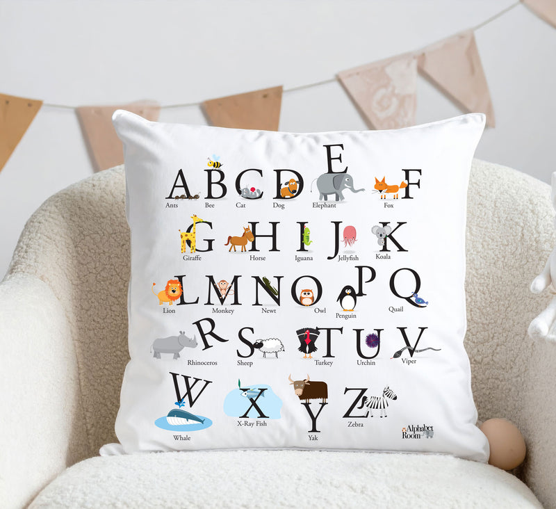Alphabet Cushion with Animals | Educational Kids Room Decor