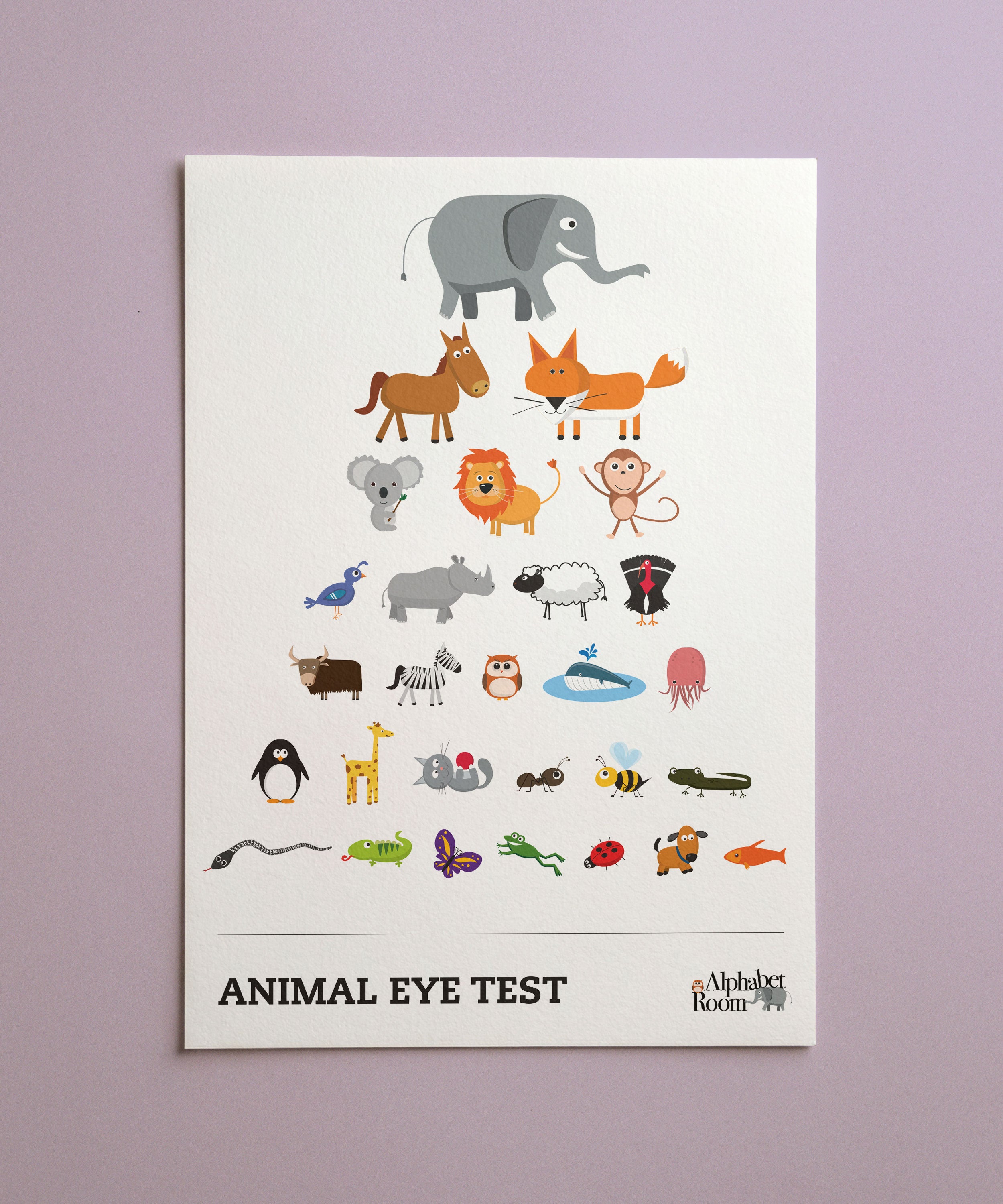Animal Eye Chart Poster | Fun Educational Nursery Wall Art