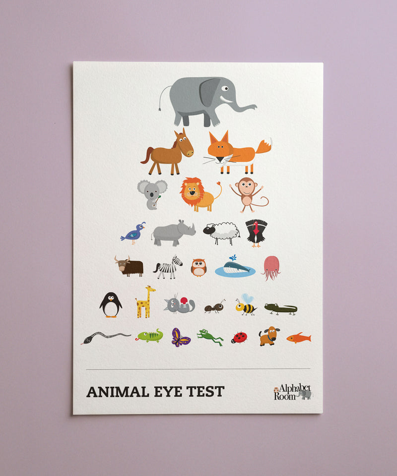 Animal Eye Chart Poster | Fun Educational Nursery Wall Art