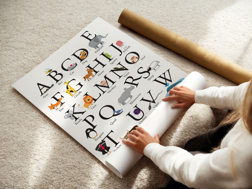 Animal Alphabet Poster for Kids | A-Z Nursery Wall Art & Baby Shower Gift