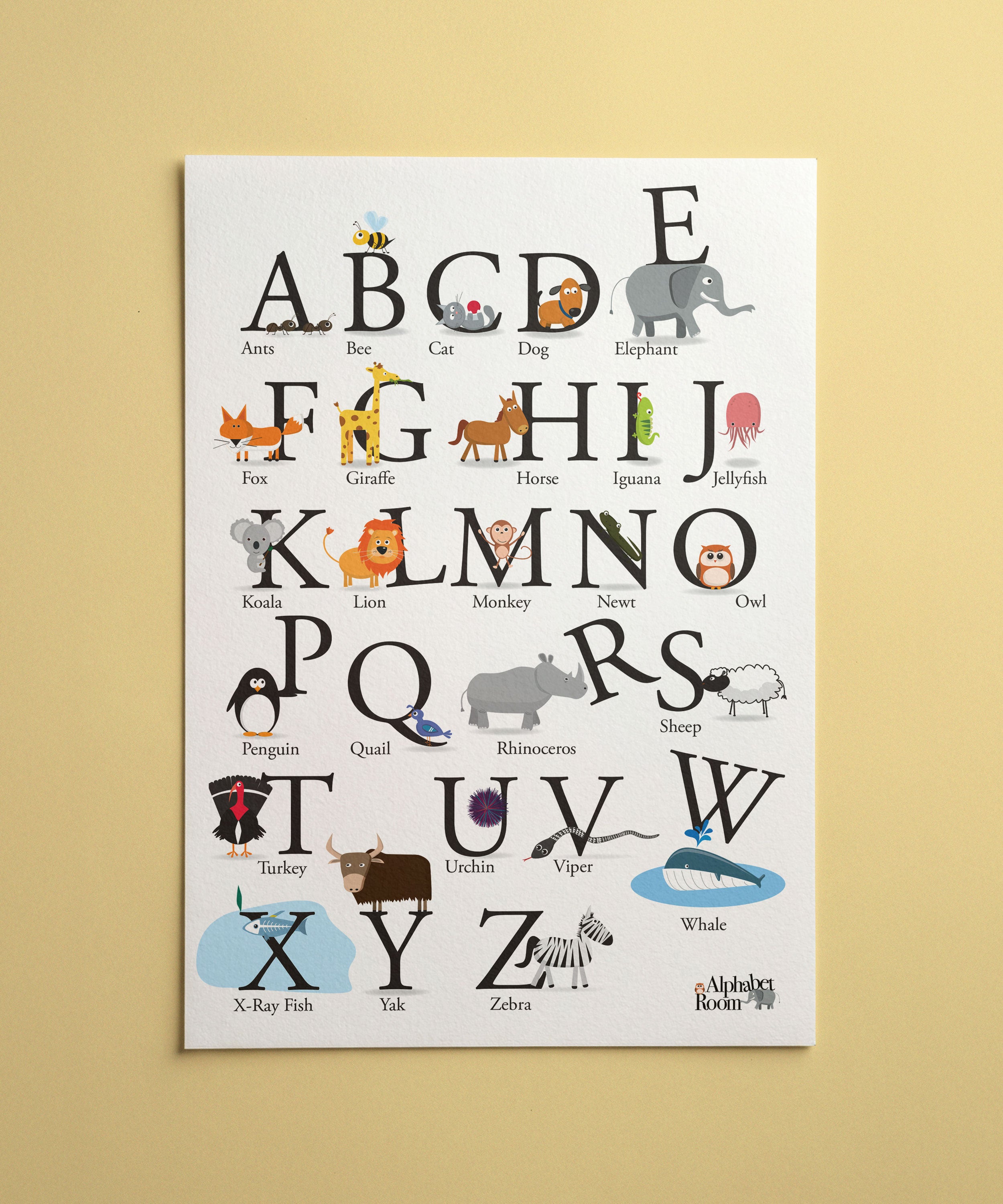 Animal Alphabet Poster for Kids | A-Z Nursery Wall Art & Baby Shower Gift