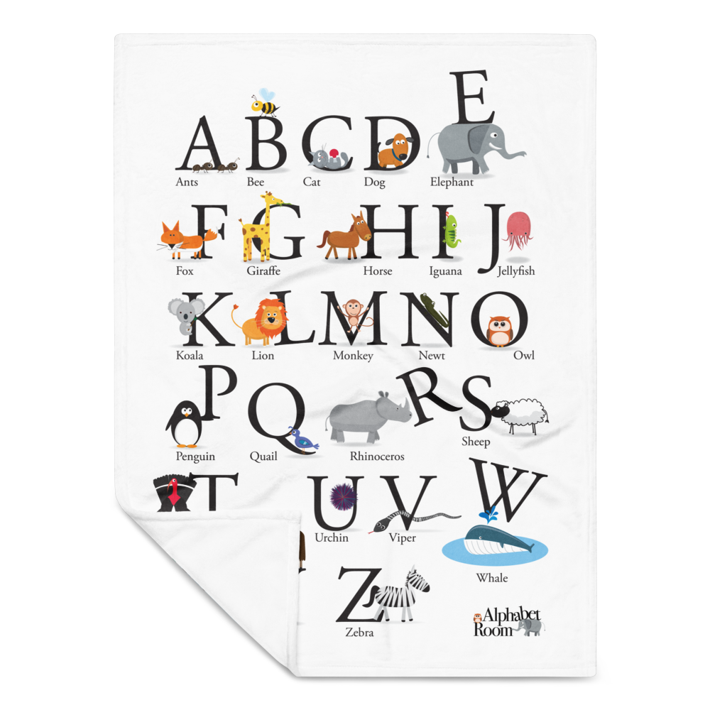 Animal Alphabet Blanket | Educational Kids Bedroom Throw